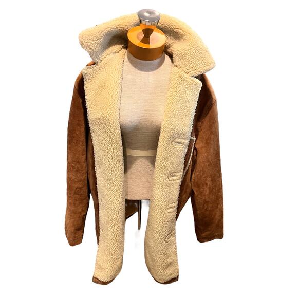 VINTAGE Wilsons Suede Mens Barn Jacket Tan Leather Shealing Size Large - Picture 1 of 7